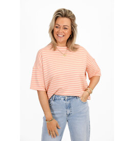 21Jewelz Gestreept shirt met drie kwart mouwen - koraal