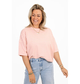 21Jewelz Gestreept shirt met drie kwart mouwen - roze