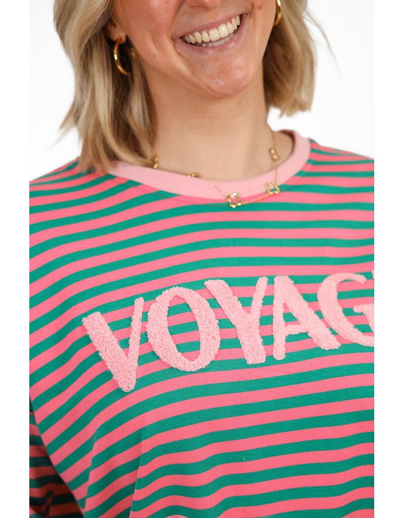 21Jewelz Gestreept t-shirt voyage - roze/groen