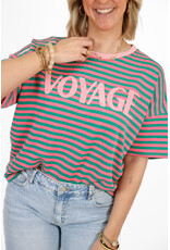 21Jewelz Gestreept t-shirt voyage - roze/groen