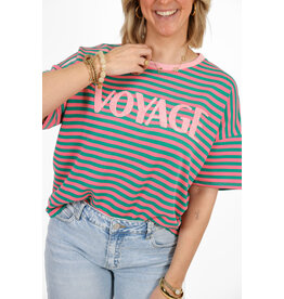 21Jewelz Gestreept t-shirt voyage - roze/groen