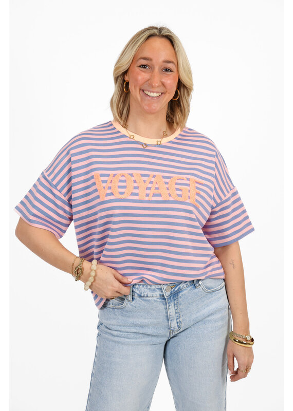 21Jewelz Gestreept t-shirt voyage - lila/roze