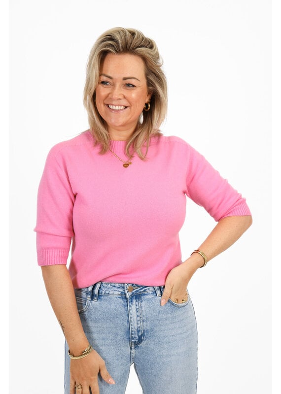 21Jewelz Fijn gebreid truitje met korte mouw - roze