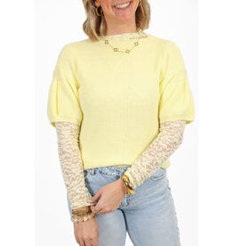 21Jewelz Geribbeld truitje met korte mouw - geel