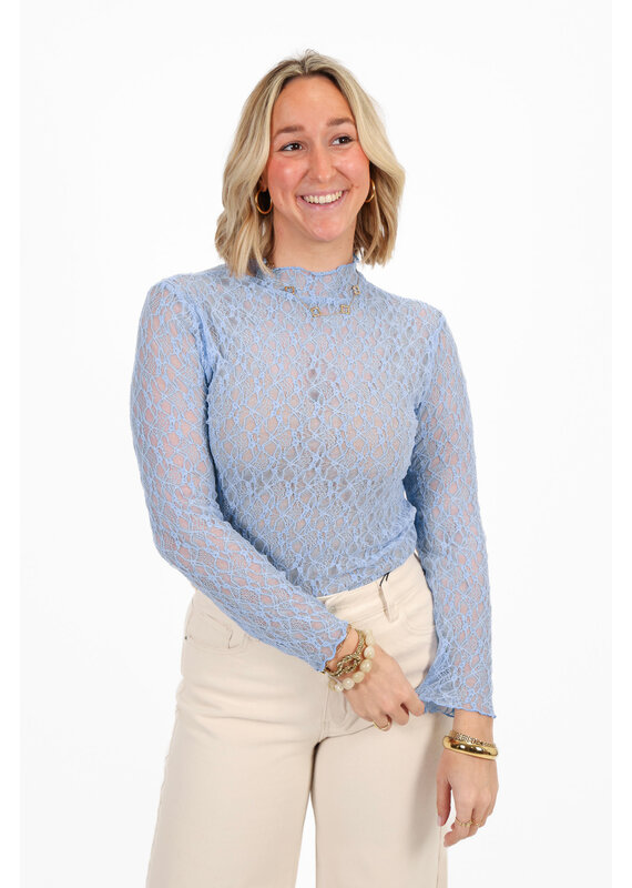 21Jewelz Kanten top met patroon - blauw