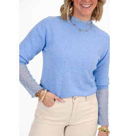 21Jewelz Fijn gebreid truitje met korte mouw - lavendel blauw