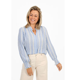21Jewelz Geborduurde blouse met knoopjes - blauw