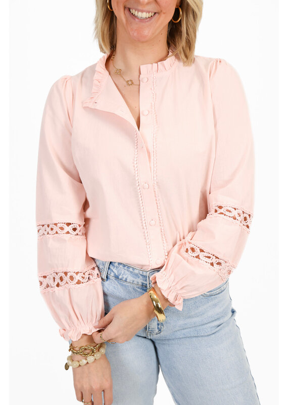 21Jewelz Blouse met opengewerkte mouwen - roze