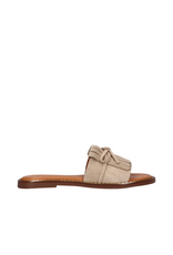 Tango Tango | Slipper Audrey met franjes - suede beige