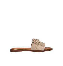 Tango Tango | Slipper Audrey met franjes - suede beige