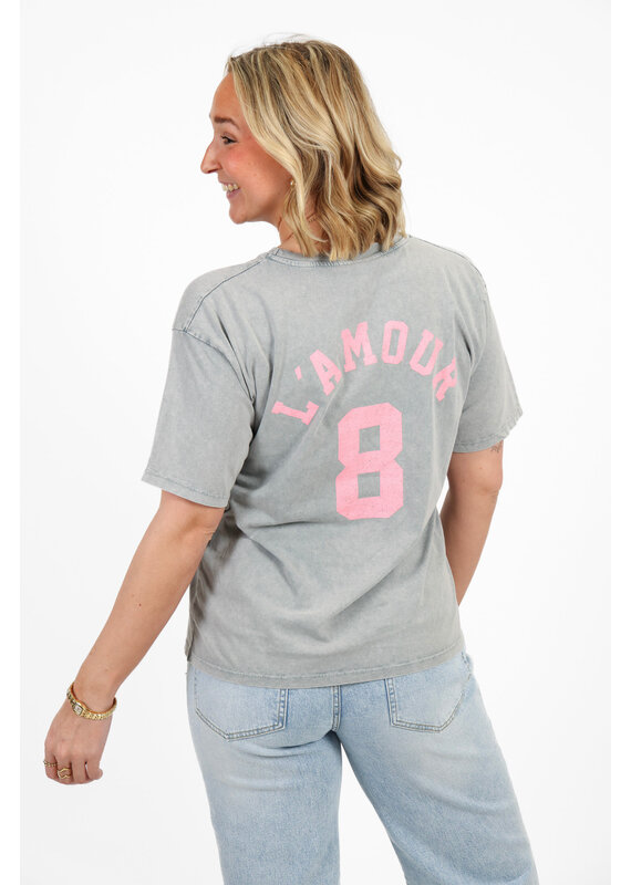 21Jewelz T-shirt l'amour - grijs/roze