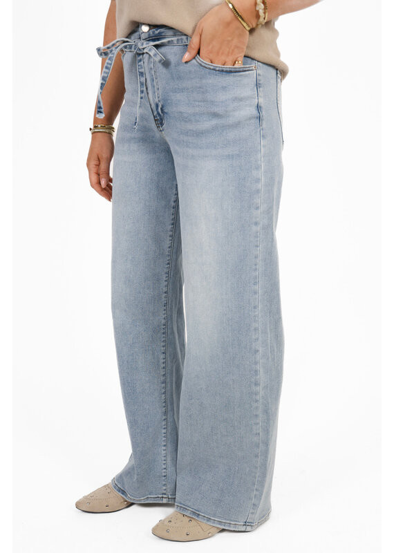 21Jewelz Wide leg jeans met strik detail - lichtblauw