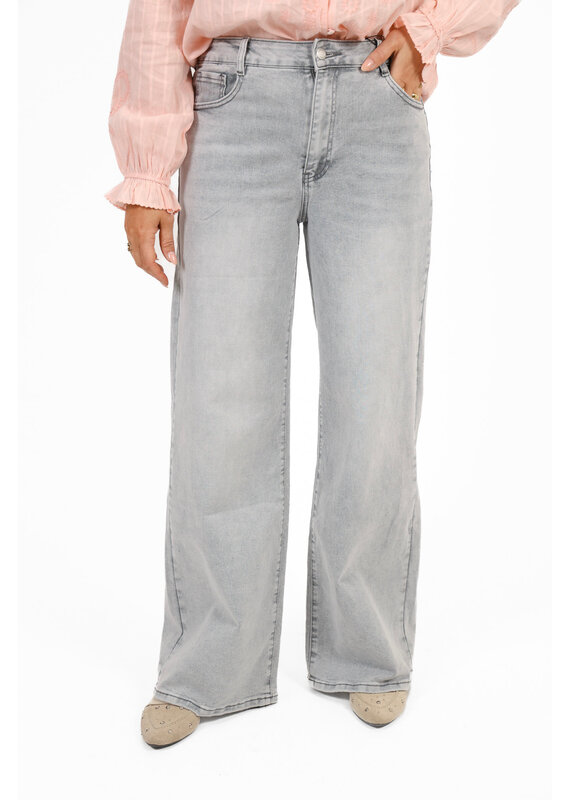 21Jewelz Basic wide leg jeans - lichtgrijs