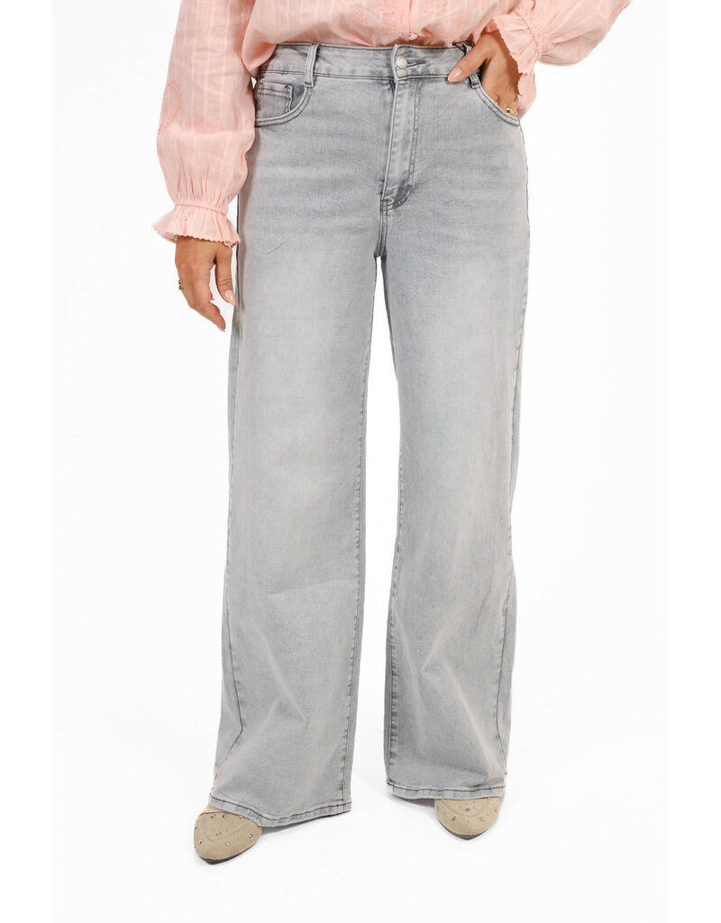 21Jewelz Basic wide leg jeans - lichtgrijs