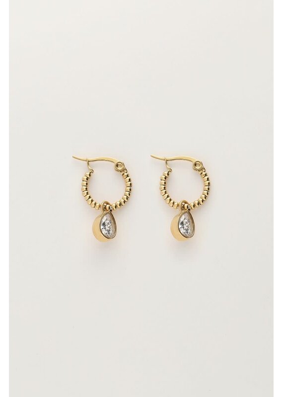 My Jewellery My Jewellery | Oorringen met druppel van strass - goud