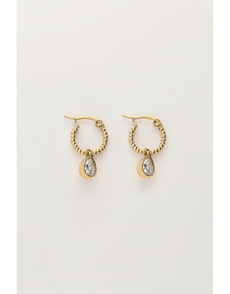 My Jewellery My Jewellery | Oorringen met druppel van strass - goud