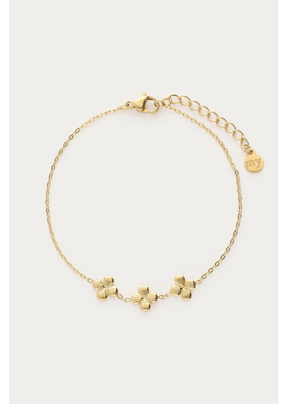 My Jewellery My Jewellery | Botanical armband met drie klaver bloemen - goud