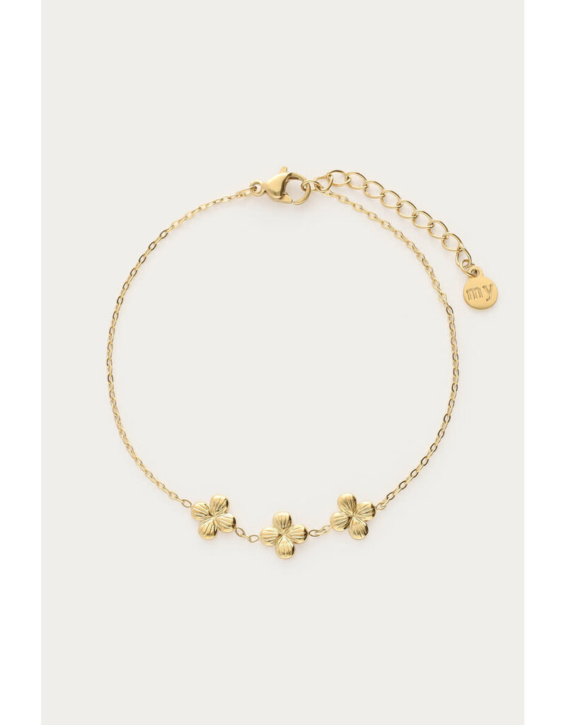 My Jewellery My Jewellery | Botanical armband met drie klaver bloemen - goud