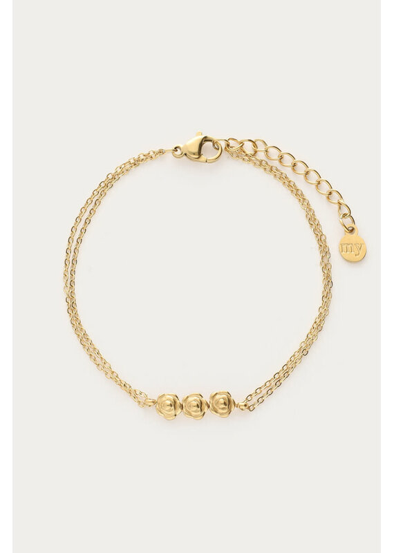 My Jewellery My Jewellery | Botanical dubbele armband met rozen - goud