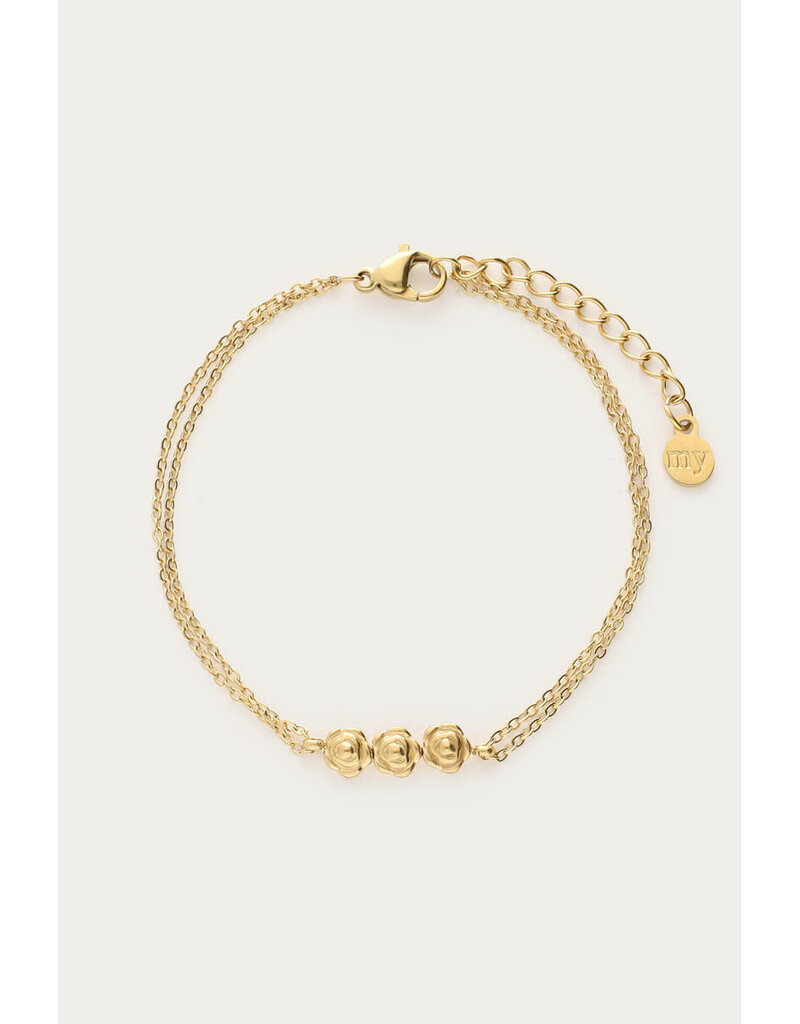 My Jewellery My Jewellery | Botanical dubbele armband met rozen - goud