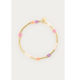 My Jewellery My Jewellery | Botanical elastieken armband met bloemen - goud