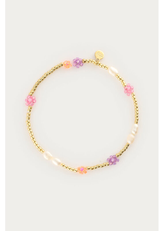 My Jewellery My Jewellery | Botanical elastieken armband met bloemen - goud