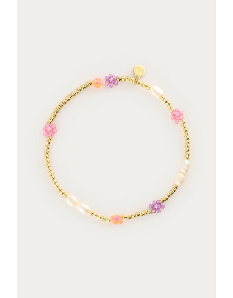 My Jewellery My Jewellery | Botanical elastieken armband met bloemen - goud