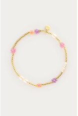 My Jewellery My Jewellery | Botanical elastieken armband met bloemen - goud
