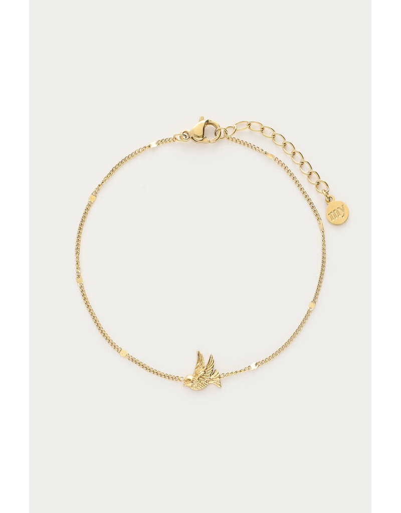 My Jewellery My Jewellery | Botanical minimalistische armband met vogel - goud