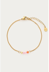 My Jewellery My Jewellery | Botanical armband met vier multikleur kralen - goud