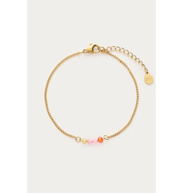 My Jewellery My Jewellery | Botanical armband met vier multikleur kralen - goud