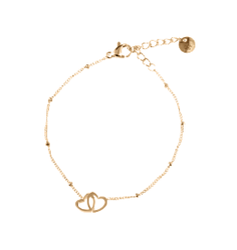 Go Dutch Label D&E - Dubbel hartje armband - goud
