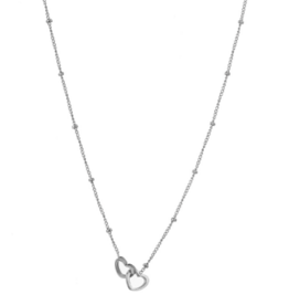 Go Dutch Label D&E - Cute double heart necklace silver