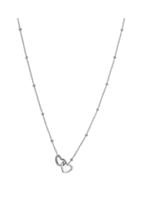 Go Dutch Label D&E - Cute double heart necklace silver