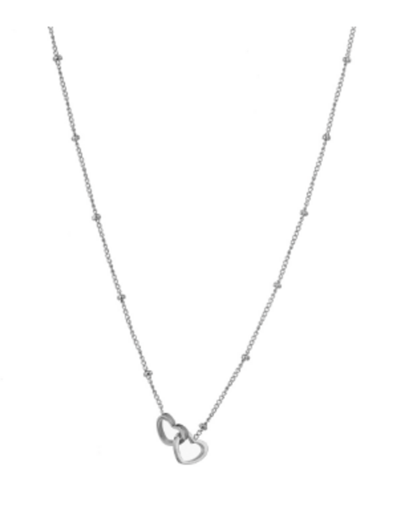 Go Dutch Label D&E - Cute double heart necklace silver
