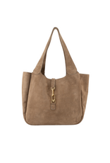 21Jewelz Luxe suede shopper met gouden details - taupe