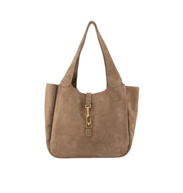 21Jewelz Luxe suede shopper met gouden details - taupe