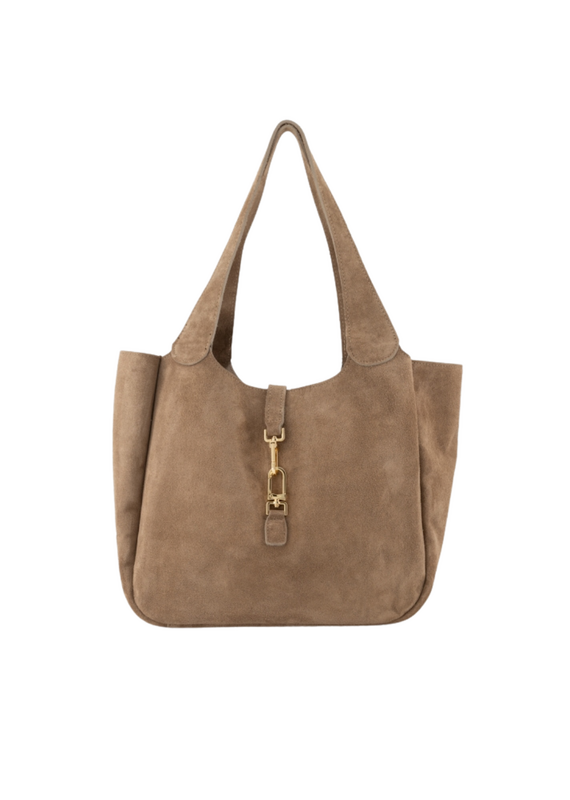 21Jewelz Luxe suede shopper met gouden details - taupe