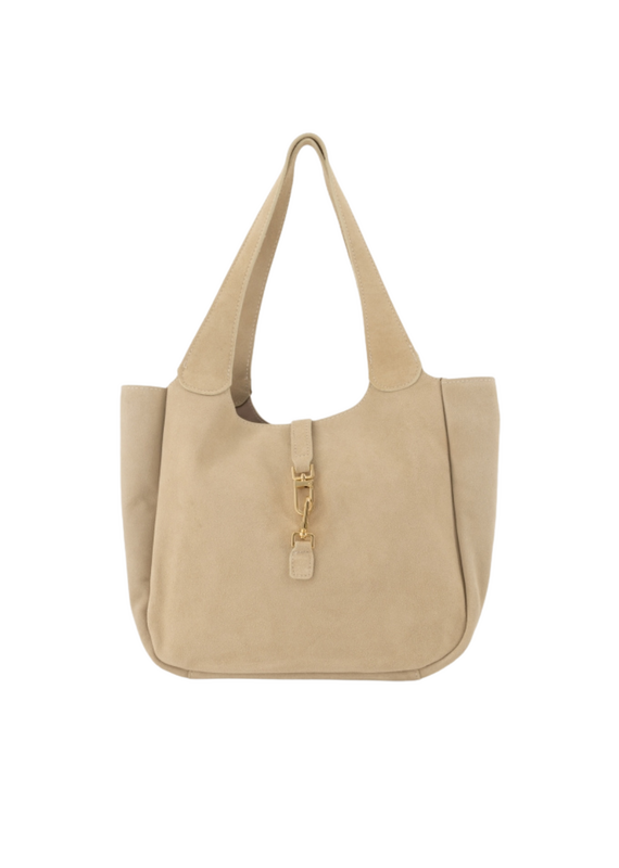 21Jewelz Luxe suede shopper met gouden details - ecru