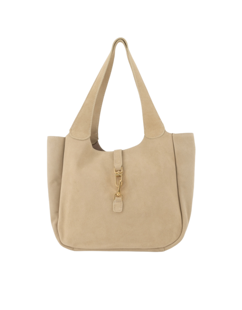 21Jewelz Luxe suede shopper met gouden details - ecru