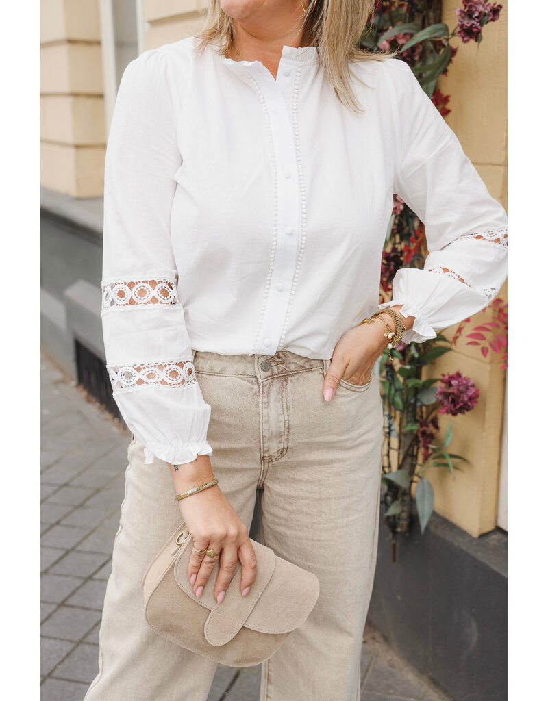 21Jewelz Blouse met opengewerkte mouwen - wit