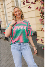 21Jewelz Gestreept t-shirt voyage - roze/groen