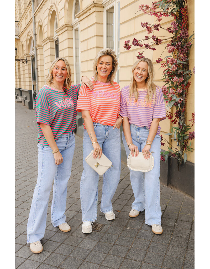 21Jewelz Gestreept t-shirt voyage - roze/groen