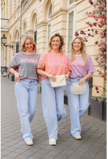 21Jewelz Gestreept t-shirt voyage - oranje/roze