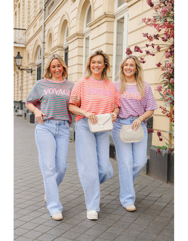 21Jewelz Gestreept t-shirt voyage - oranje/roze