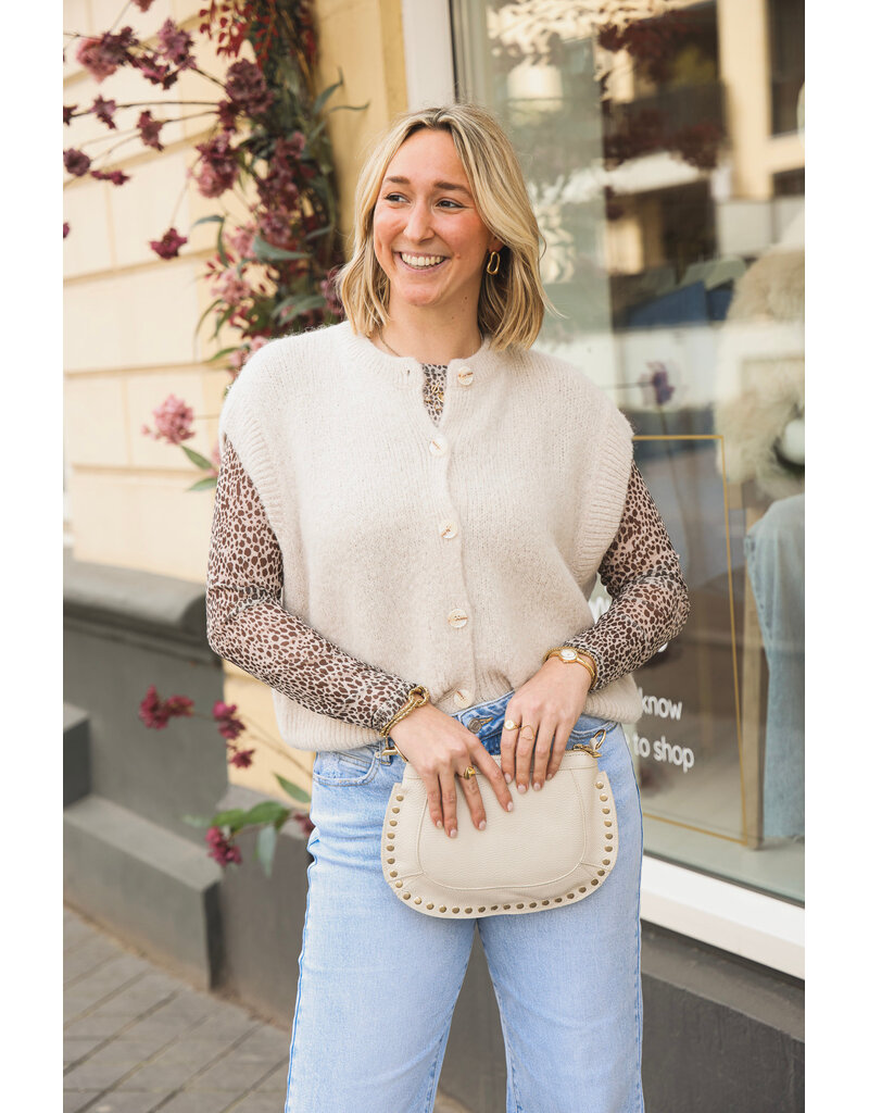 21Jewelz Wollig gilet met knoopjes - beige