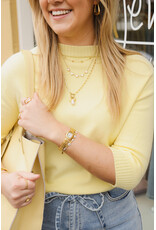 21Jewelz Fijn gebreid truitje met korte mouw - geel