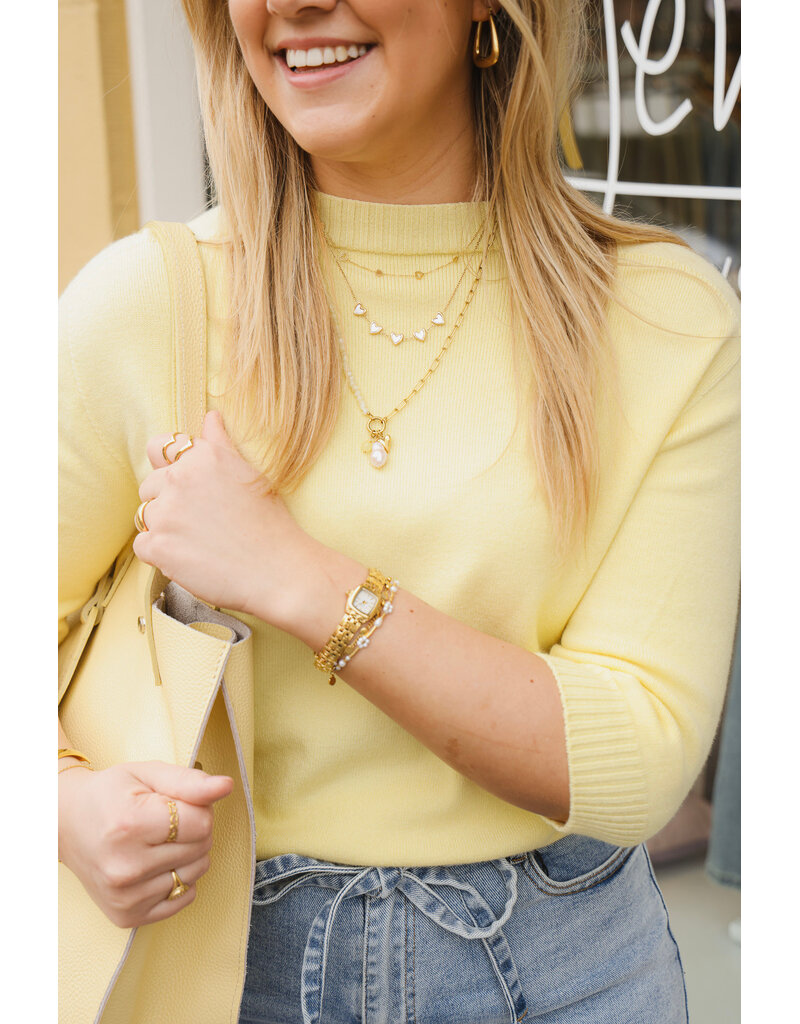 21Jewelz Fijn gebreid truitje met korte mouw - geel