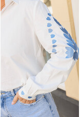 21Jewelz Blouse met blauw borduursels - wit