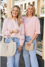 21Jewelz Gestreept shirt met drie kwart mouwen - roze